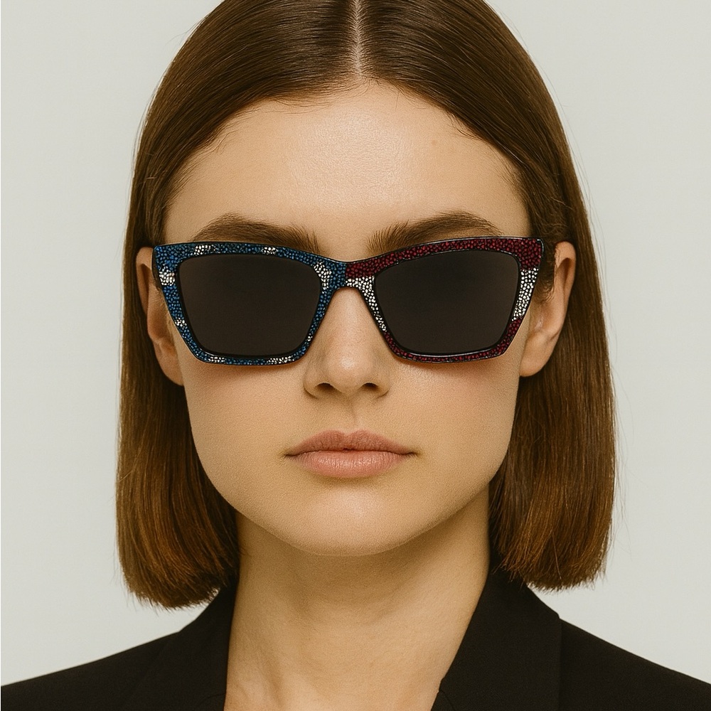 SAINT LAURENT RED/WHITE/BLUE MICA SUNGLASSES SL276